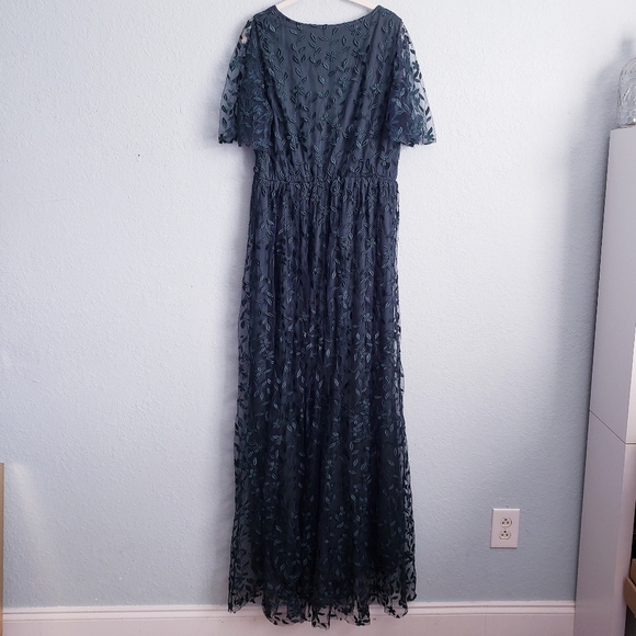 Baltic Born Marseille Green Leaf Embossed Tulle Maxi Dress - Picture 6 of 6